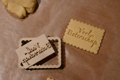 koekjesvorm met tekst