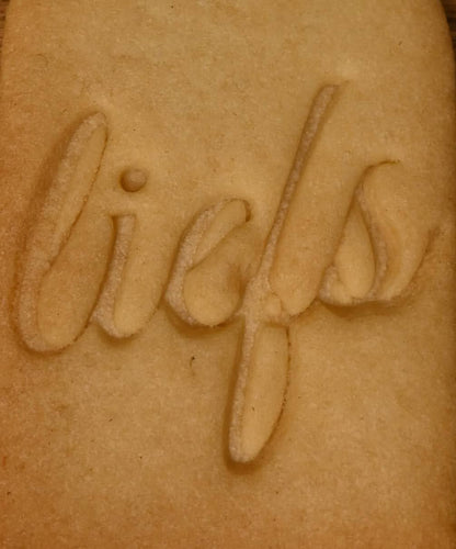 koekjesvorm met tekst