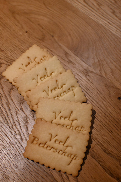 koekjesvorm met tekst
