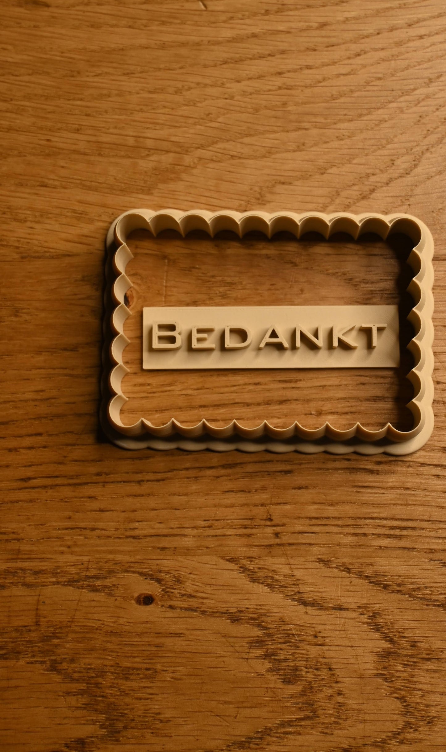 koekjesvorm met tekst