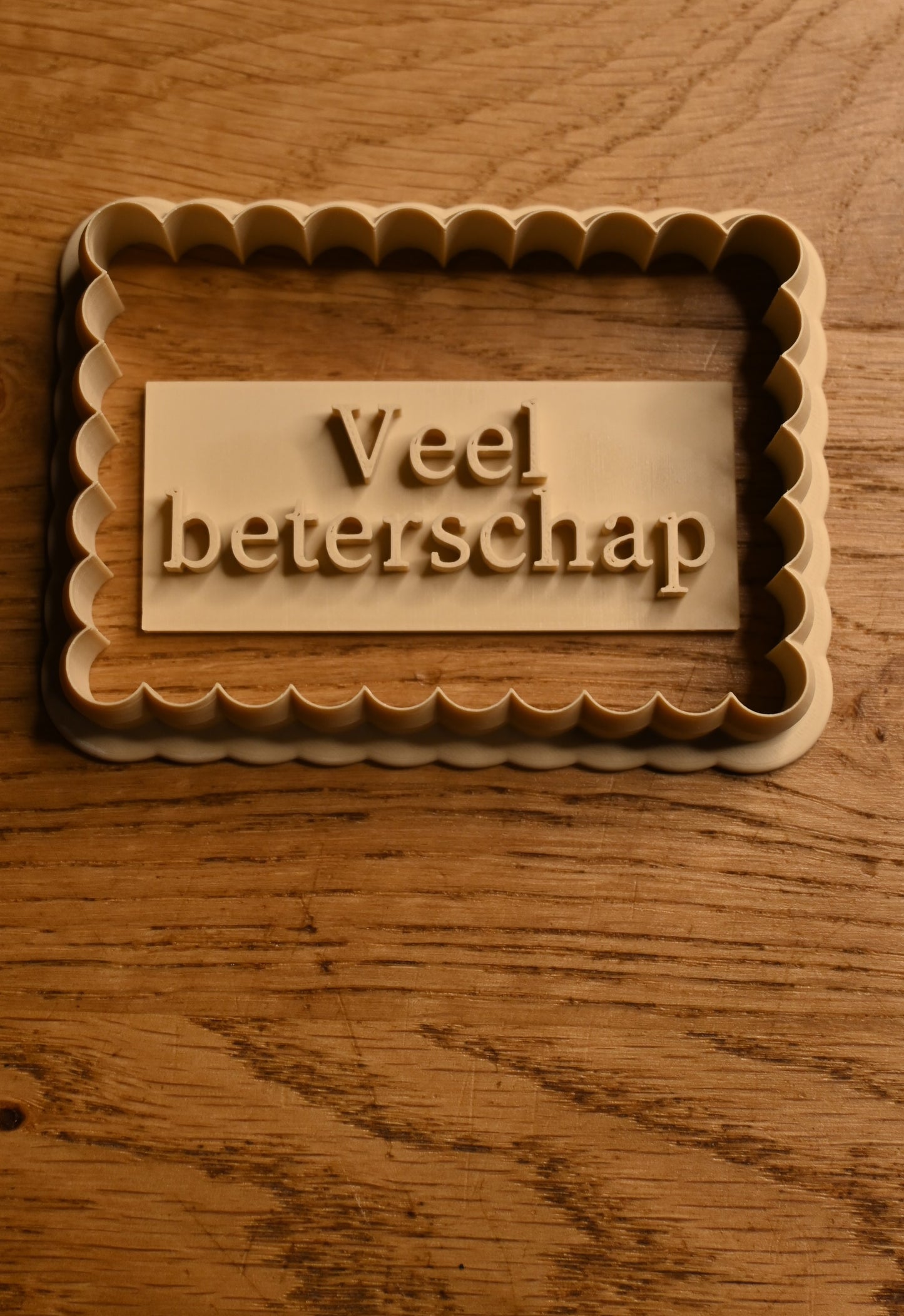 koekjesvorm met tekst
