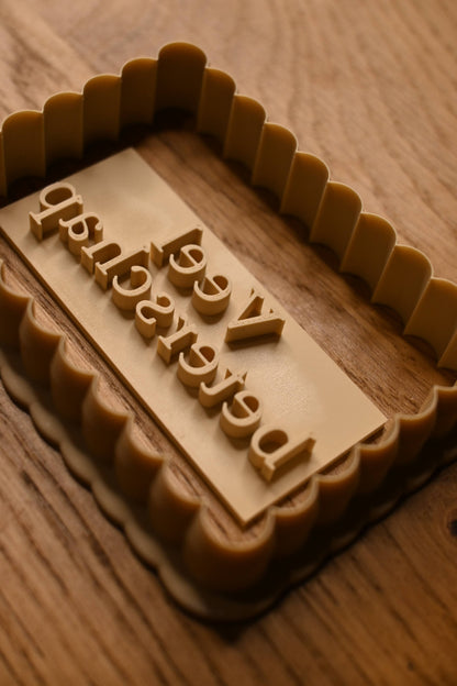 koekjesvorm met tekst